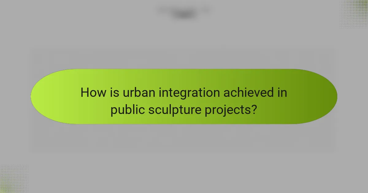 How is urban integration achieved in public sculpture projects?