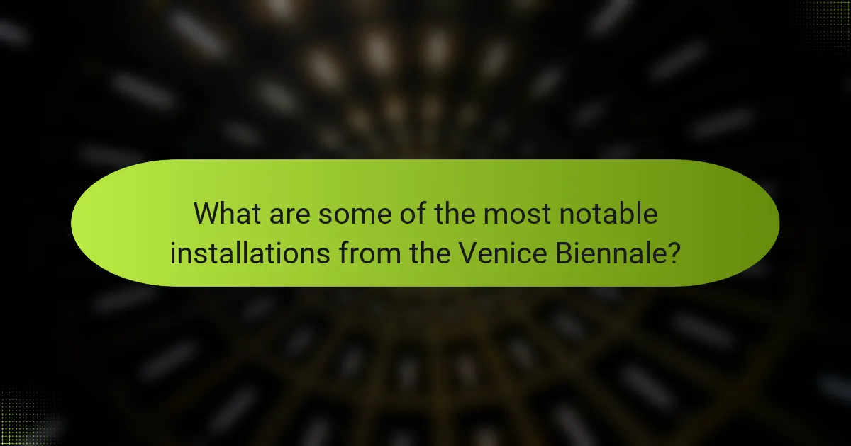 What are some of the most notable installations from the Venice Biennale?