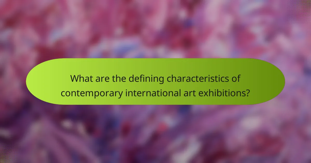 What are the defining characteristics of contemporary international art exhibitions?