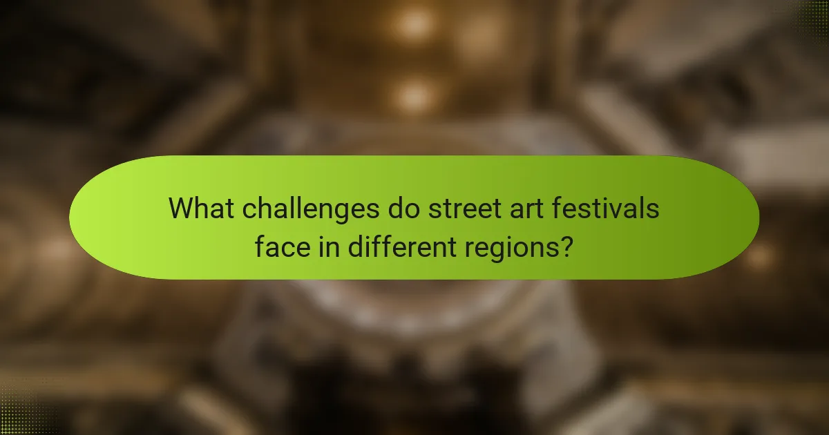 What challenges do street art festivals face in different regions?
