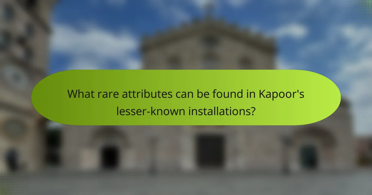 What rare attributes can be found in Kapoor's lesser-known installations?