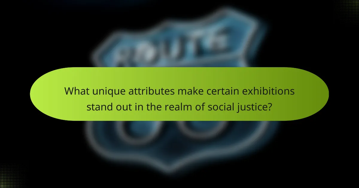 What unique attributes make certain exhibitions stand out in the realm of social justice?