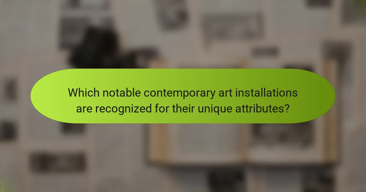 Which notable contemporary art installations are recognized for their unique attributes?